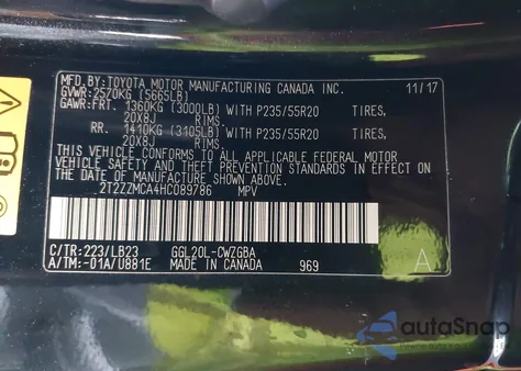 2017 Lexus Rx 350 z USA, uszkodzony, nr VIN 2T2ZZMCA4HC089786